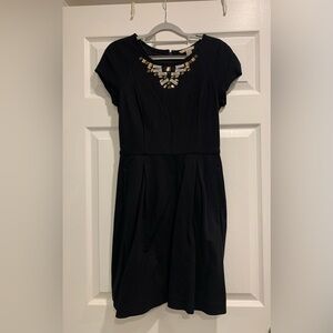 Banana Republic Black Dress- Jeweled Neckline- with pockets- Size 2